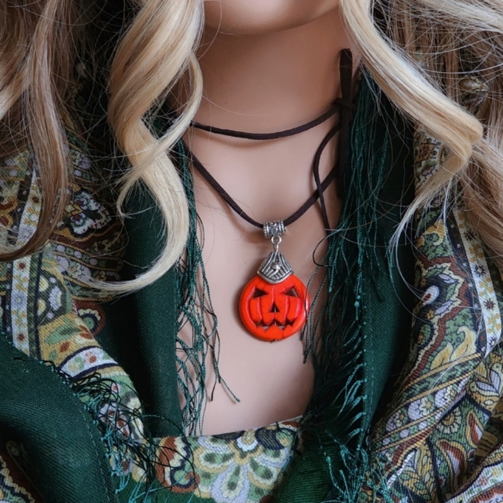 ❤️ Jewelry Pumpkin Head Double Layered Necklace nice Thanksgiving Gift